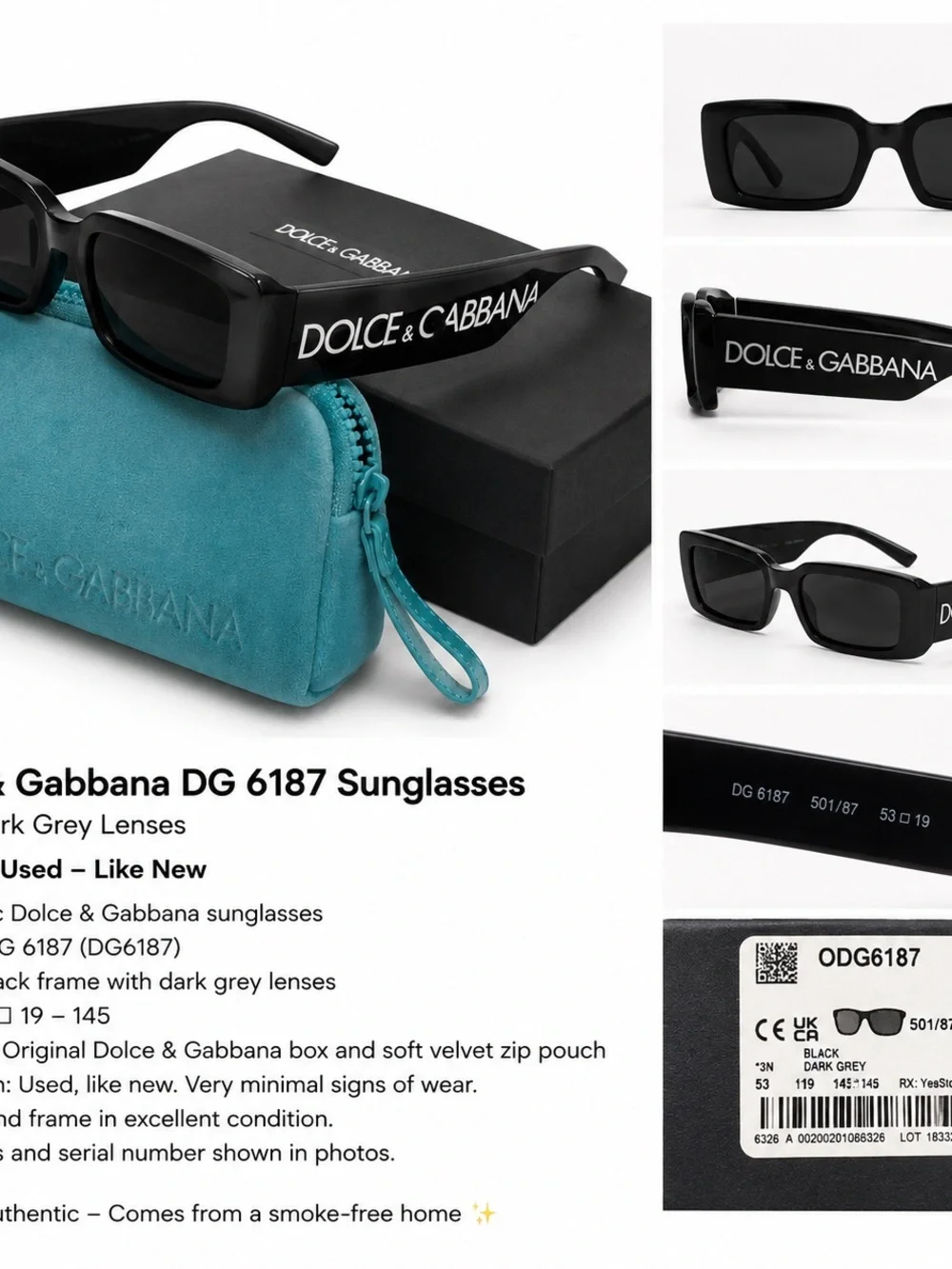 Dolce & Gabbana Black Logo  Sunglasses